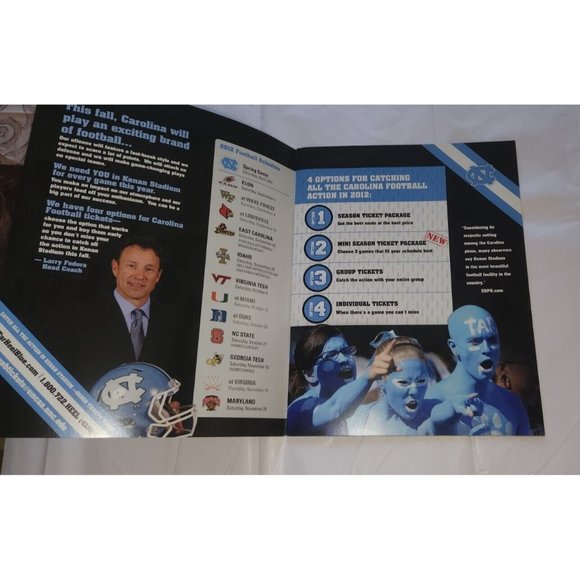 2012 UNC FOOTBALL ticket brochure NORTH CAROLINA TAR HEELS - Picture 5 of 7